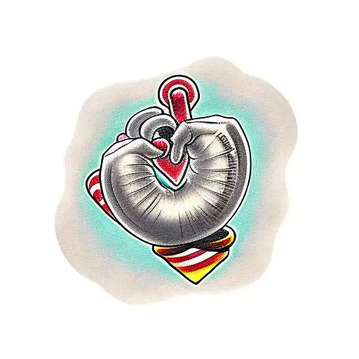 Children's hands strengthen the heart in the form of dumbbells tattoo design idea