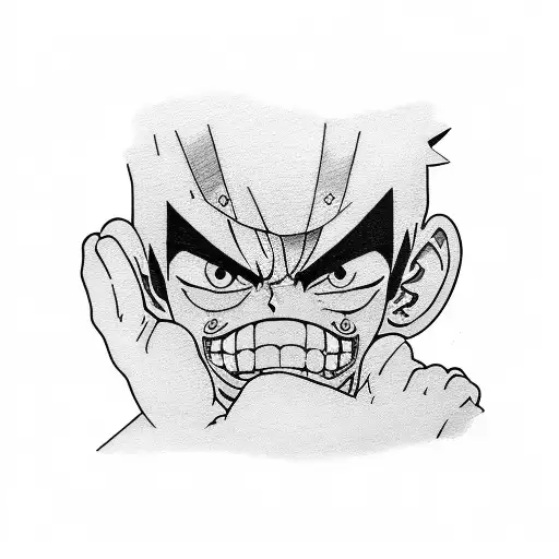 Luffy punching a marine tattoo design idea