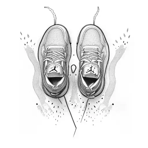 A pair of Jordan's shoes melting into a vibrant music equalizer tattoo design idea