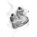 A pair of Jordan's shoes melting into a vibrant music equalizer tattoo design idea