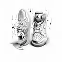 A pair of Jordan's shoes melting into a vibrant music equalizer tattoo design idea