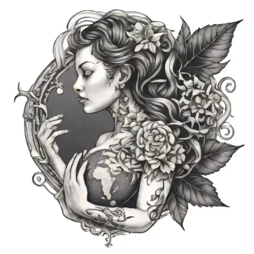 gaia holding Earth tattoo design idea