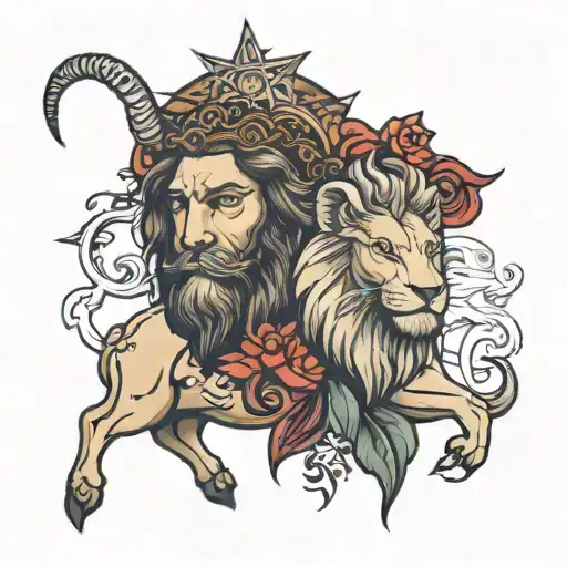 lamb and lion jesus christ tattoo design idea