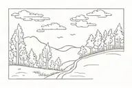 Dirt Road with Aspen Trees and clouds floating tattoo design idea
