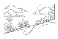 Dirt Road with Aspen Trees and clouds floating tattoo design idea