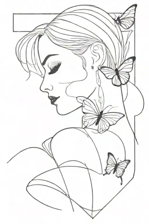 women's tattoo on the shoulder, minimalism and abstract, with an abstract butterfly tattoo design idea