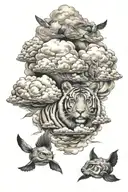 clouds animals tattoo design idea