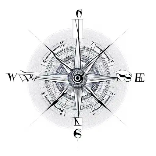 clock or compass with wings and in background some geometric design to match tattoo design idea