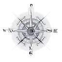 clock or compass with wings and in background some geometric design to match tattoo design idea