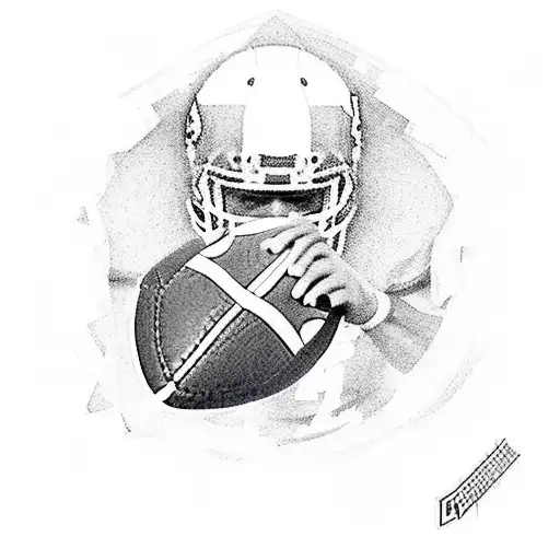 A realistic and detailed portrait of a football player in action, with the Las Vegas Raiders logo in the background. tattoo design idea