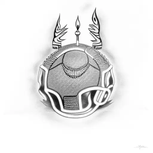 A powerful and bold tattoo depicting the Al Davis torch, surrounded by a football field and the numbers 34 and 75. tattoo design idea