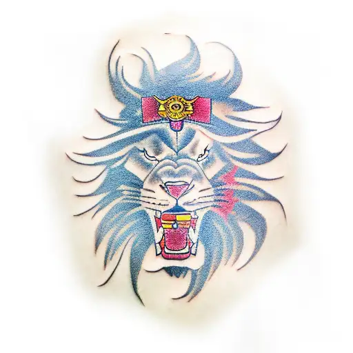 Samurai & Lion & God tattoo design idea
