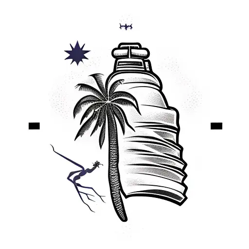 liberty bell with palm tree growing out the crack and scorpion with horoscope  tattoo design idea