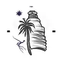 liberty bell with palm tree growing out the crack and scorpion with horoscope  tattoo design idea