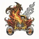 hot rod flames and sun rays  tattoo design idea