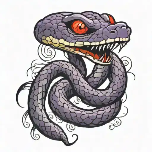 Purple Snake with Red eyes on body  tattoo design idea