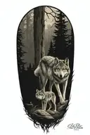 forest ,Wolf Pack tattoo design idea