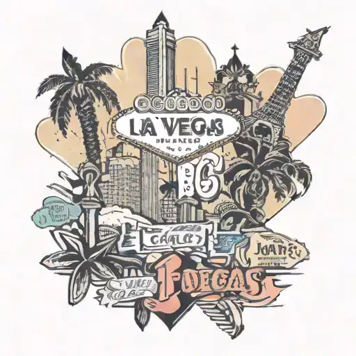 A combination tattoo of LA and Las Vegas landmarks to represent your hometowns tattoo design idea