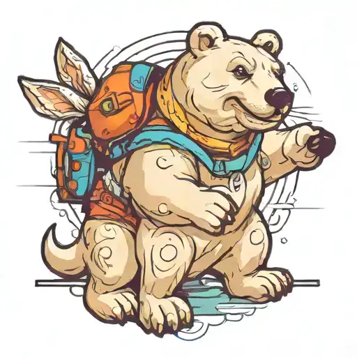 bunny rabbit and polar bear tattoo design idea