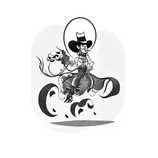 lucky luke riding a bomb tattoo design idea