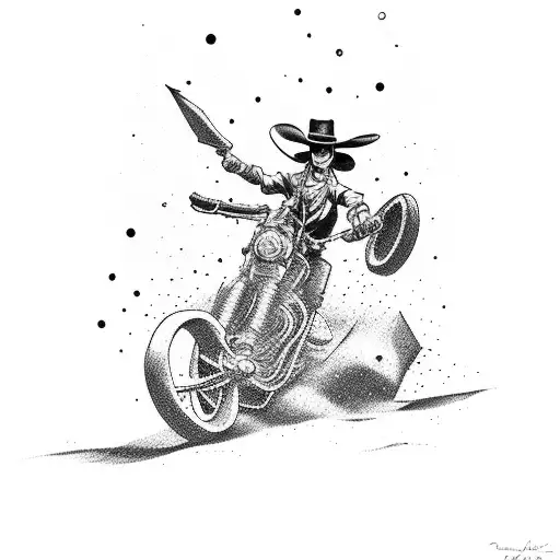 lucky luke riding a bomb tattoo design idea