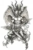 Devil killing angel tattoo design idea