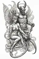 Devil killing angel tattoo design idea