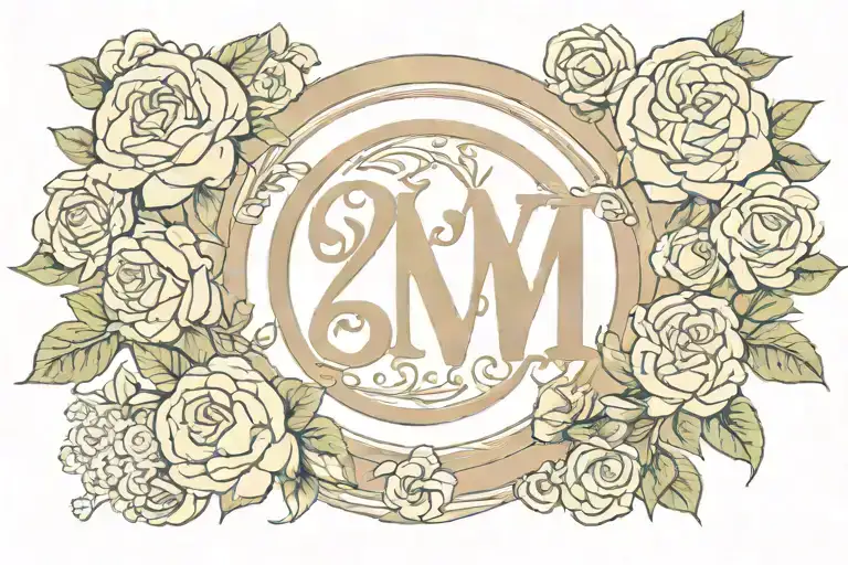 28 in roman numerals surrounded by roses tattoo design idea