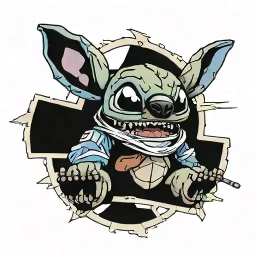 stitch tearing thru film strip wrapped tattoo design idea