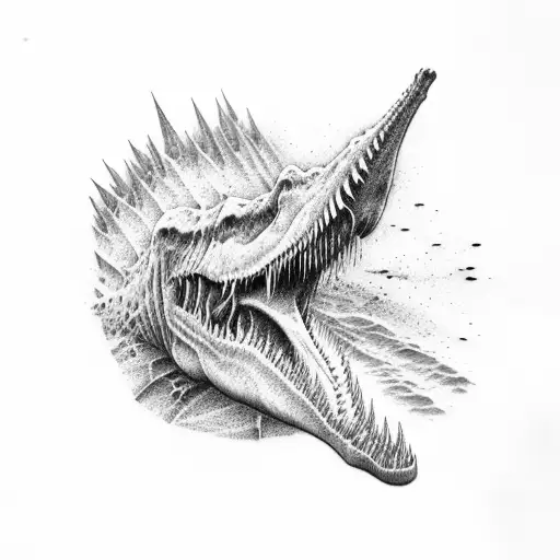 spinosaurus swimming tattoo design idea