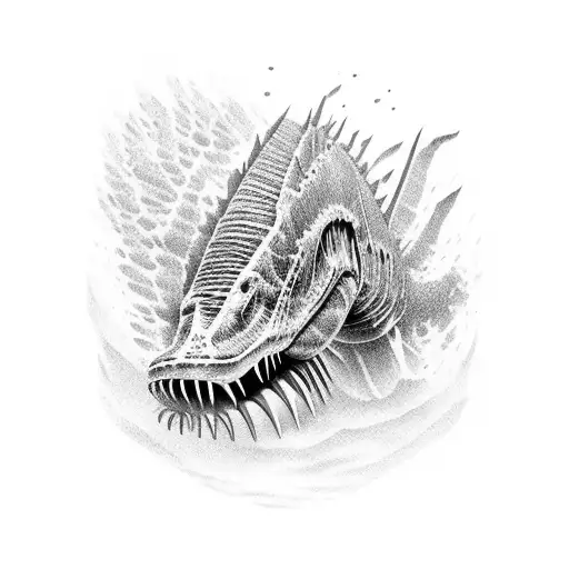 swimming spinosaurus tattoo design idea