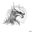 spinosaurus swimming tattoo design idea