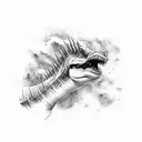 spinosaurus swimming tattoo design idea