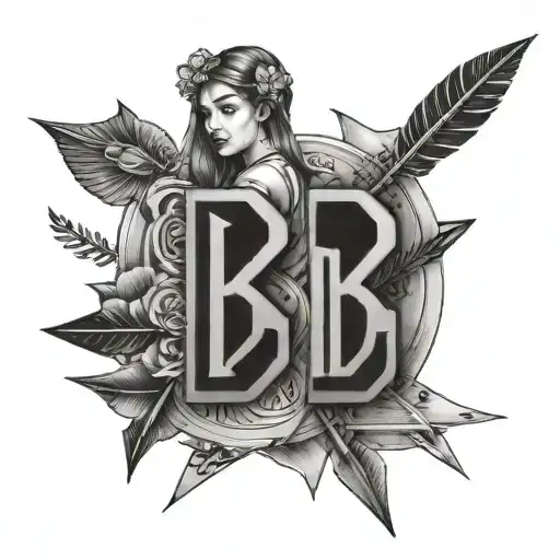 sister with 3 arrows and letter b tattoo design idea