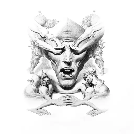 A surrealistic twist on Adam's touch by Michelangelo tattoo design idea