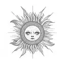 mountains, nature , ocean, sun tattoo design idea