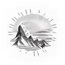 mountains, nature , ocean, sun tattoo design idea