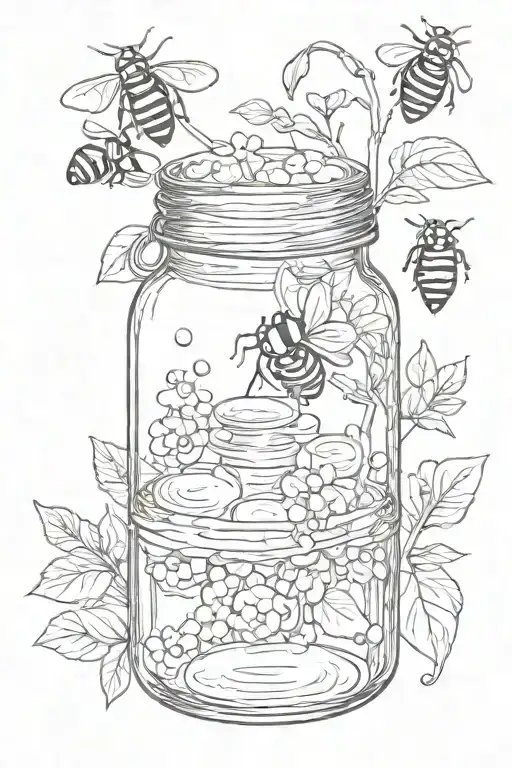 Glass jar with honey tattoo design idea