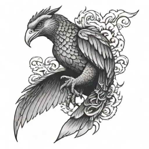 asian  drake tattoo design idea