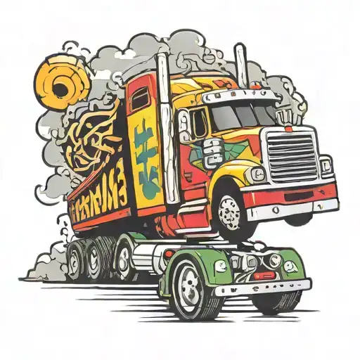 toy semi truck with little tikes logo on trailer tattoo design idea