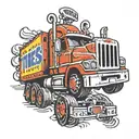 toy semi truck with little tikes logo on trailer tattoo design idea
