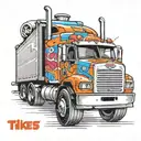 toy semi truck with little tikes logo on trailer tattoo design idea