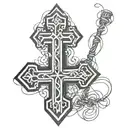 orthodox cross with wire tattoo design idea