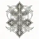 orthodox cross with wire tattoo design idea