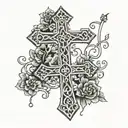 orthodox cross with wire tattoo design idea