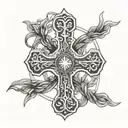 orthodox cross with wire tattoo design idea