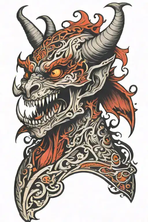 whispering devil tattoo design idea