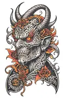 whispering devil tattoo design idea