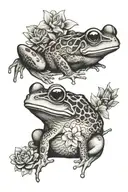 flowers frog  rabbit  tattoo design idea