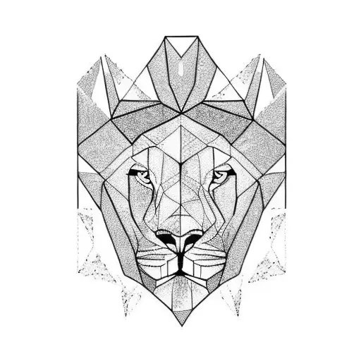 lioness in the mountains with a crown tattoo design idea